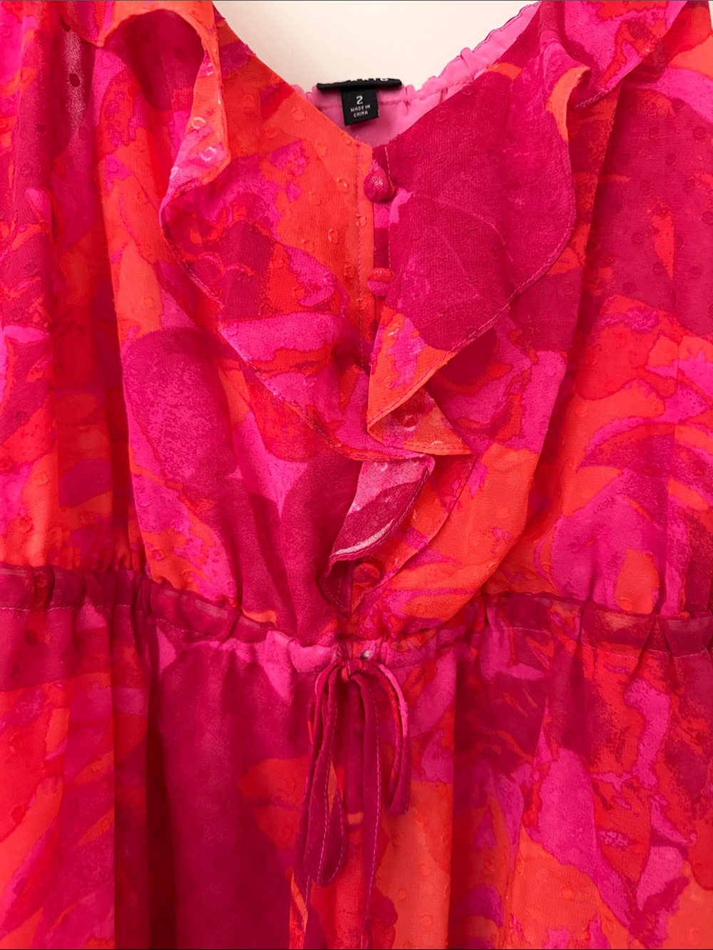 Torrid. Size 2X. Bright Pink & Orange Ruffle Cami Tunic - Picture 3 of 12